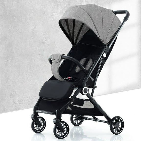Baby Stroller, Lightweight Stroller, Umbrella Stroller, Travel stroller, Compact Fold, Multi-Position Recline, With Large Storage Basket, Canopy With Sun Visor, Gray