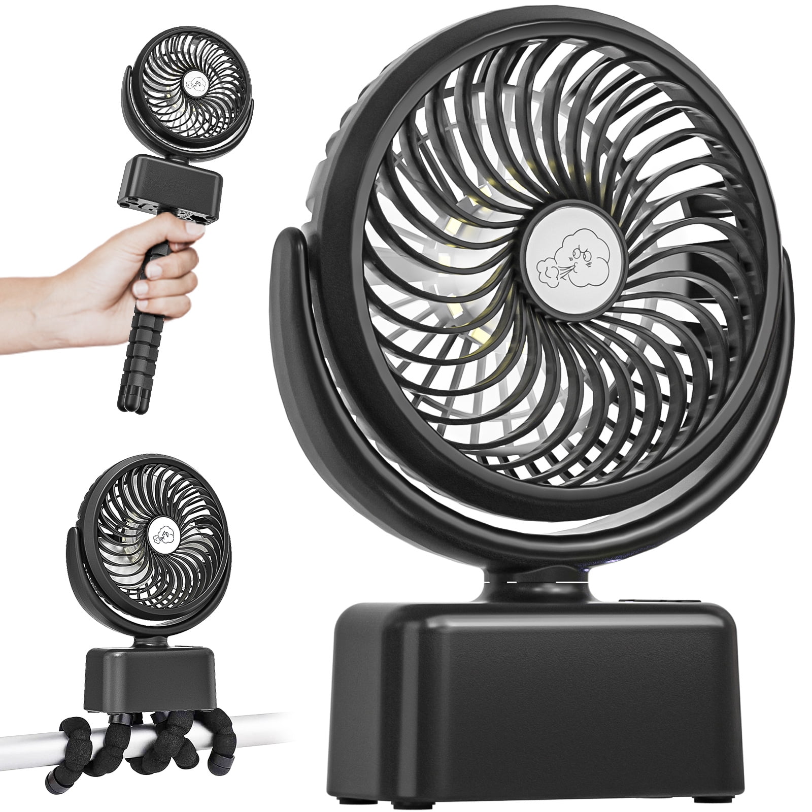 Camping Fan with LED Light, Multifunctional Portable Stand Oscillating – e  Easier Life