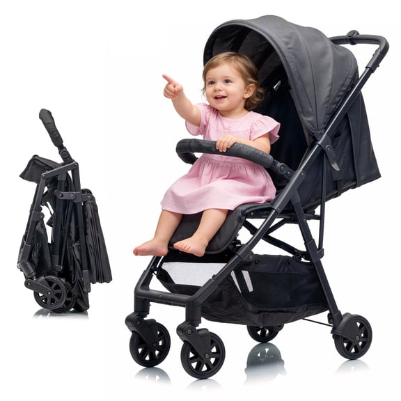 Baby Stroller,Ultra-Lightweight One-Hand Fold Stroller (6 Months-3 Years), Multi-Position Recline Seat , UPF50+ Canopy with Rain Cover, All-Terrain Shock-Absorbing Wheels, Large Storage Basket