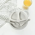 thumbnail image 1 of Baby Suction Cup Dinner Plate - Wheat Straw Compartment Tray, Non-Slip Base, 20x20cm Pacifier-Grade Plastic, for Toddler Complementary Feeding, Pet Food Dish, White, 1 of 6