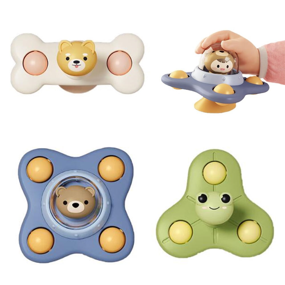 Baby Suction Cup Spinning Top Toys Suction Spinner Toys For Baby High Chair Tray Bath Table Airplane Travel Sensory Toys Best Gift For Toddlers 3