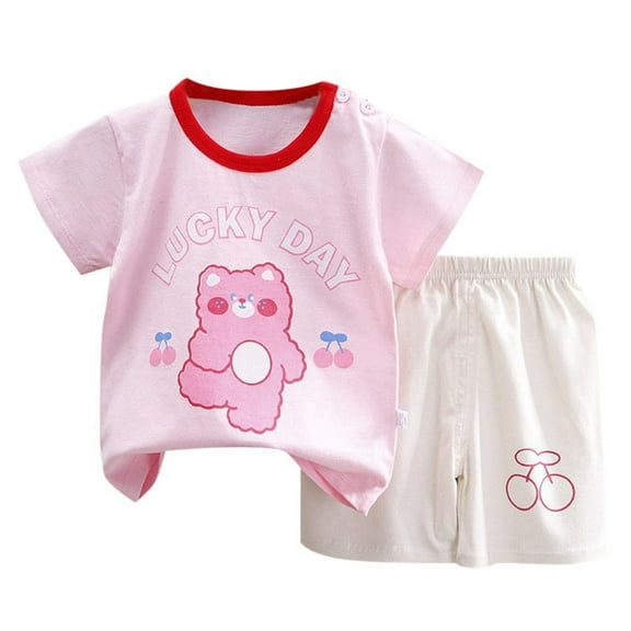 Baby Summer Boy Clothes Crew Neck Short Sleeve Cartoon T-Shirt and Elastic Shorts 3-6 Months Boy Pajamas Boys Clothes