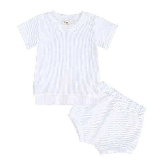 Baby Summer Boy Clothes Crew Neck Short Sleeve Plain Colour T-Shirt and Elastic Shorts 6-9 Months Boy Clothes Boys Clothes