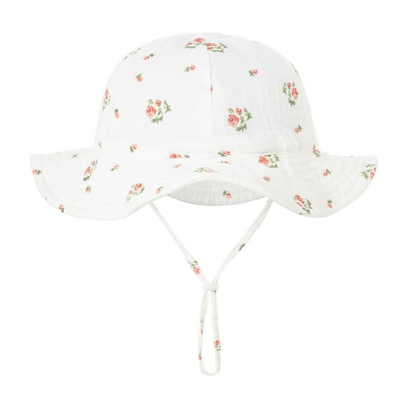 Baby Summer Bucket Hat Sun Protection Infant Wide Brim Fisherman Hat with Chin Strap