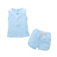 thumbnail image 1 of Baby Summer Clothes Toddler Girls 2pcs Cotton Solid Color Vest Tops Shorts Suit Clothing Outfits, 1 of 8