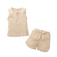 thumbnail image 1 of Baby Summer Clothes Toddler Girls 2pcs Cotton Solid Color Vest Tops Shorts Suit Clothing Outfits, 1 of 8