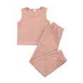 thumbnail image 1 of Baby Summer Clothes Toddler Girls 2pcs Sleeveless French Rib Solid Color Top Pants Suit Clothing Outfits, 1 of 8