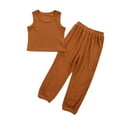 thumbnail image 1 of Baby Summer Clothes Toddler Girls 2pcs Sleeveless French Rib Solid Color Top Pants Suit Clothing Outfits, 1 of 8