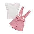 thumbnail image 1 of Baby Summer Clothes Toddler Girls Flying Sleeve Strip Top Bib Two-piece Set Clothing Outfits, 1 of 8