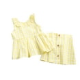 thumbnail image 1 of Baby Summer Clothes Toddler Girls Lace Sleeveless Lace Top Plaid Skirt Two-piece Set Clothing Outfits, 1 of 8