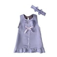 thumbnail image 1 of Baby Summer Clothes Toddler Girls Lace Solid Color Sleeveless Cute Bow Dress Two-piece Set Clothing Outfits, 1 of 1