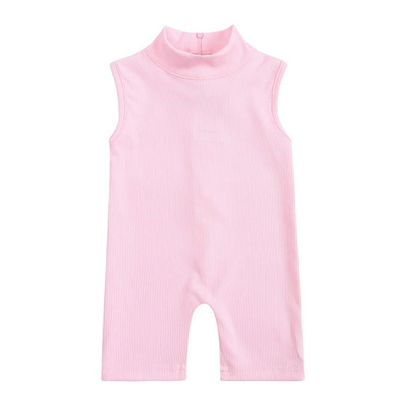 Baby Summer Clothes Toddler Sleeveless Romper Solid Color Back Zip Sleeveless Bodysuit Kids Girls Summer Jumpsuit