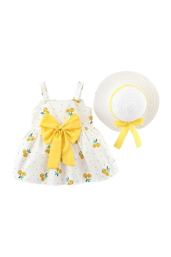 Baby Summer Dresses 12-18 Months Baby Vacation Dress Easter Dresss Princess Dress Carnival Ruffle Tutu Dresses Spring Summer Beach Vacation Clothes #Light Yellow 1-2 Years