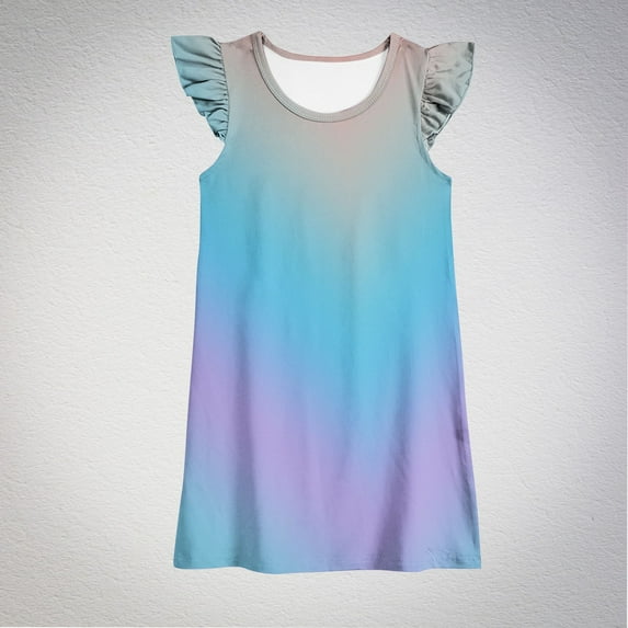 Baby Summer Girl's Cute Gradient Round Neck Flying Sleeve Dress Girl's Casual Dresses Casual Summer Dresses For Girl 2024