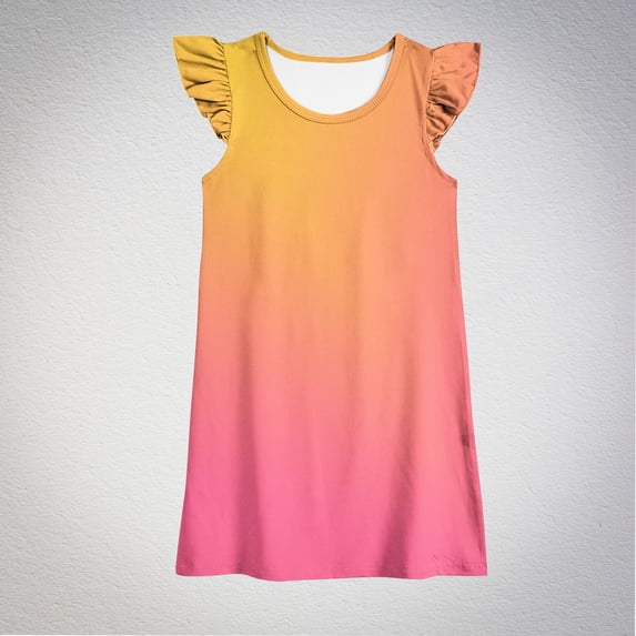 Baby Summer Girl's Cute Gradient Round Neck Flying Sleeve Dress Girl's Casual Dresses Going Out Dress