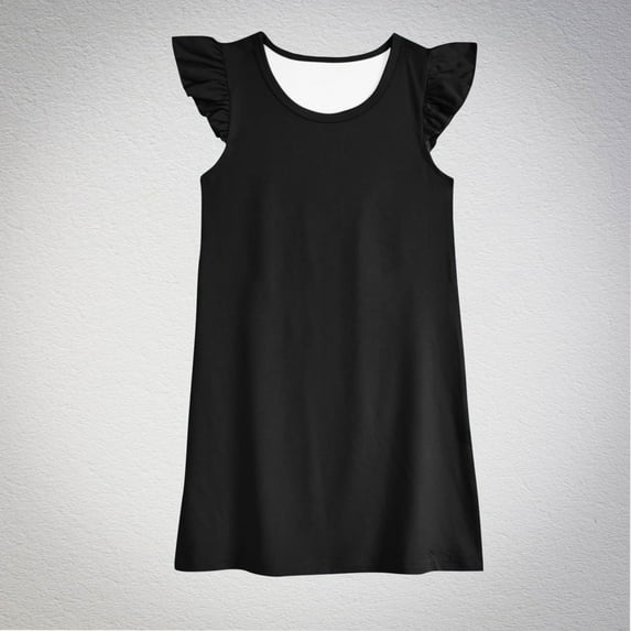 Baby Summer Girl's Cute Solid Round Neck Flying Sleeve Dress Girls For Dresses Mini Dress