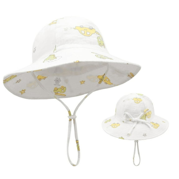 Baby Summer Hat Adjustable Toddler Bucket Hat Lightweight Breathable Beach Bucket Hat with Wide Brim Baby Girl Sun Hat WH3 1 Years-3 Years