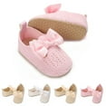 thumbnail image 1 of Baby Summer New Baby Knitted Bow Lace-up Wear Non-slip Breathable Sweatproof Toddler Shoes Pink qILAKOG Size 5, 1 of 8