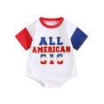 thumbnail image 1 of Baby Summer Romper 4th of July Outfits Letter Embroidery Short Sleeve Newborn Jumpsuit for Toddler Cute Clothes, 1 of 10