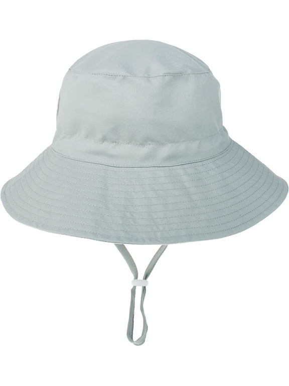 Baby Sun Hat Toddler Beach Swim Hats UPF 50+ Summer Bucket Hat Kids Infant Wide Brim Adjustable Sun Hat for Baby Boy Girls Gray 6-24 Months