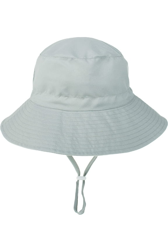 Baby Sun Hat Toddler Beach Swim Hats UPF 50+ Summer Bucket Hat Kids Infant Wide Brim Adjustable Sun Hat for Baby Boy Girls Gray 6-24 Months