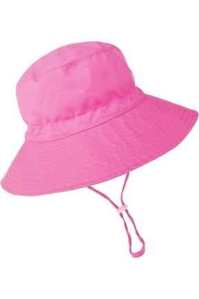 Baby Sun Hat Toddler Beach Swim Hats UPF 50+ Summer Bucket Hat Kids Infant Wide Brim Adjustable Sun Hat for Baby Boy Girls Pink 6-24 Months