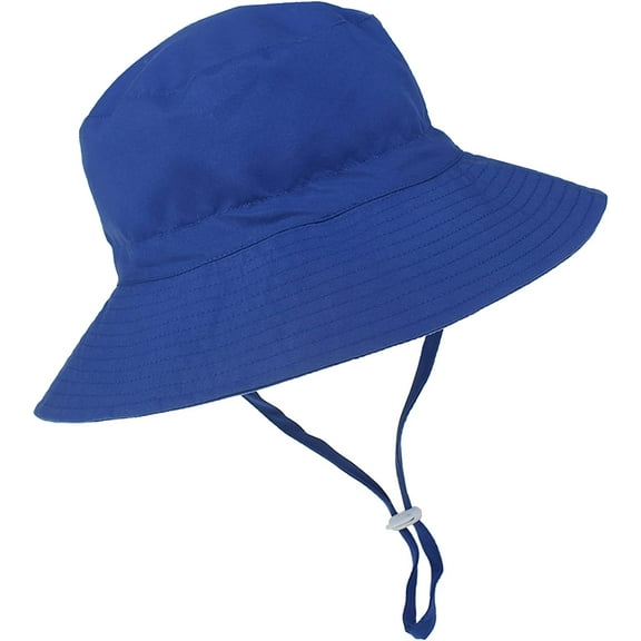 Baby Sun Hat Toddler Beach Swim Hats UPF 50  Summer Bucket Hat Kids Infant Wide Brim Adjustable Sun Hat for Baby Boy Girls Royal Blue 6-24 Months