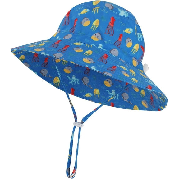 Baby Sun Hat Toddler Beach Swim Hats UPF 50  Summer Bucket Hat Kids Infant Wide Brim Adjustable Sun Hat for Baby Boy Girls