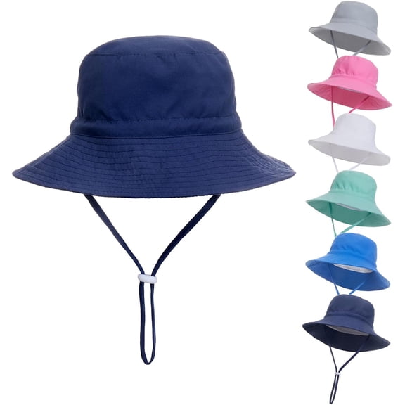 Baby Sun Hat Toddler Summer UPF 50+ Sun Protective Bucket Hat Wide Brim Beach Hats for Baby Boys Girls 0-6 Years