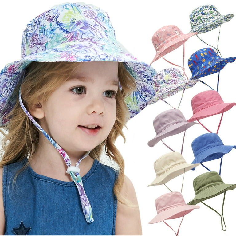 Vorkoi Baby Sun Hat UPF 50+ Sun Protective Toddler Bucket Hat Summer Kids Beach Hats Wide Brim Outdoor Play Hat for Boys Girls, Infant Boy's, Size