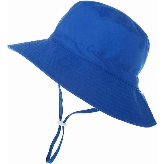 Baby Sun Hat UPF 50 Wide Brim Bucket Hat - Adjustable Infant Toddler Sun Protection for Beach & Outdoor (Royal Blue,2-6T)