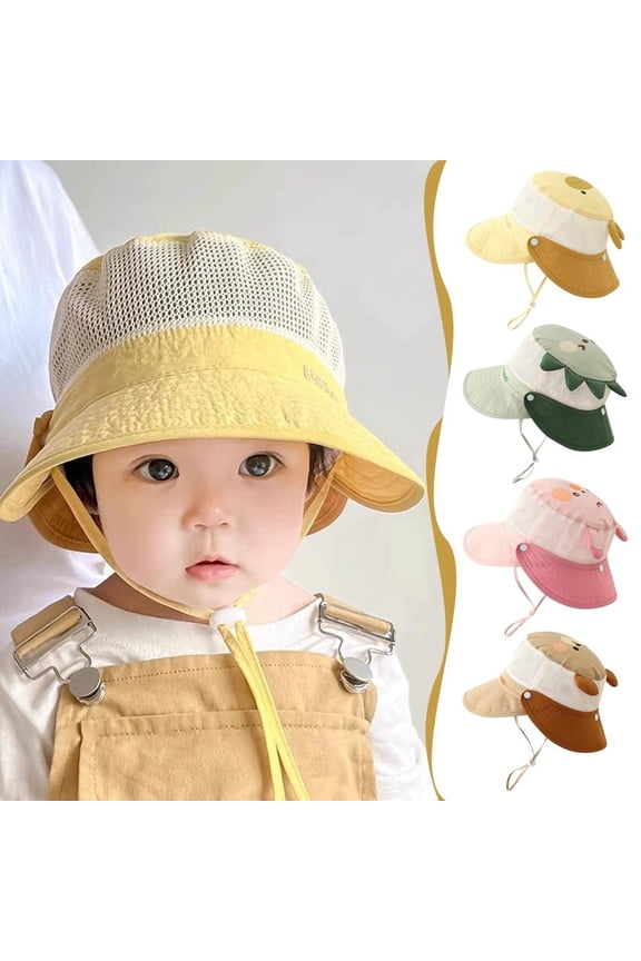 Baby Sun Hat with Neck Flap UPF 50+ Wide Brim Fishing Cap, Mesh Breatha & Adjusta Chin Strap for Infant Toddler