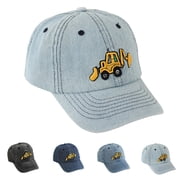 Baby Sun Hats 0-6 Months Toddler Boy Baseball Cap Cute Embroidery Excavator Kids Baseball Cap Adjustable Cotton Washed Vintage Cowboy Hat for Boys Girls Blue,2-5 Years