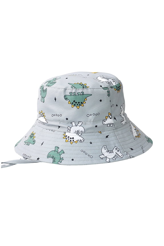 Baby Sun Hats Toddler Kids Summer Bucket Hat Cartoon Dinosaur Print Wide Brim Sun Hat Soft Breathable Outdoor Beach Hat Fisherman Style Toddler Boy Sun Hat Grey 3 Months-6 Months