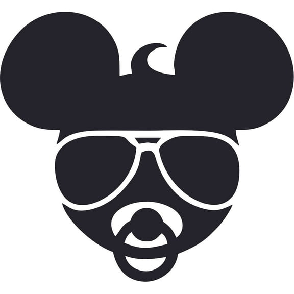 Baby Sunglasses Cartoon Character Wall Art Vinyl Sticker Design Decal Girl Boy Kids Bedroom Nursery Kindergarten Fun Home Children Room Decor Sticker Wall Art Vinyl Decor Size (10x8 inch)