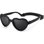 Baby Sunglasses with Strap Adjustable, Heart Shaped UV Protection Polarized Flexible Sunglasses for Toddler Infant Age 0-36 Months 0-3 Years