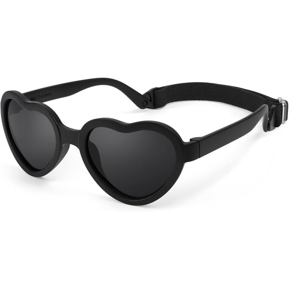 Baby Sunglasses with Strap Adjustable, Heart Shaped UV Protection Polarized Flexible Sunglasses for Toddler Infant Age 0-36 Months 0-3 Years