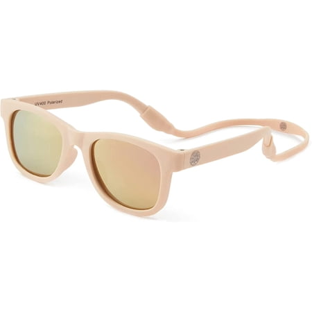 Baby Sunnies Polarized Baby Sunglasses with Strap, 0-24 Months, Peach