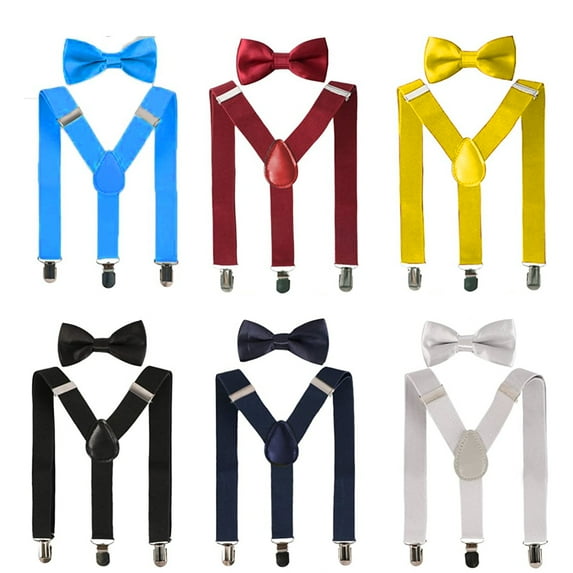 Baby Suspenders and Bow Tie Set Kids Suspender Bowtie Sets Adjustable Suspender Set for Boys and Girls