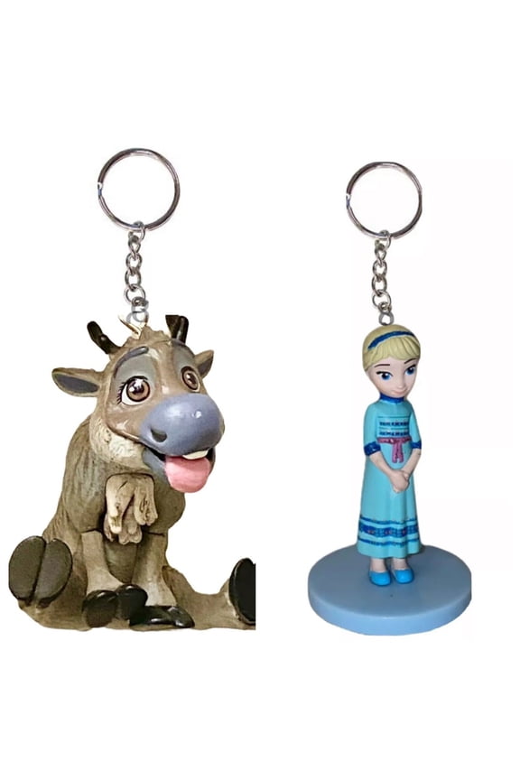 Baby Sven & Elsa Toddler Young Key Ring Keychain Pvc Figure Figurine Charm New