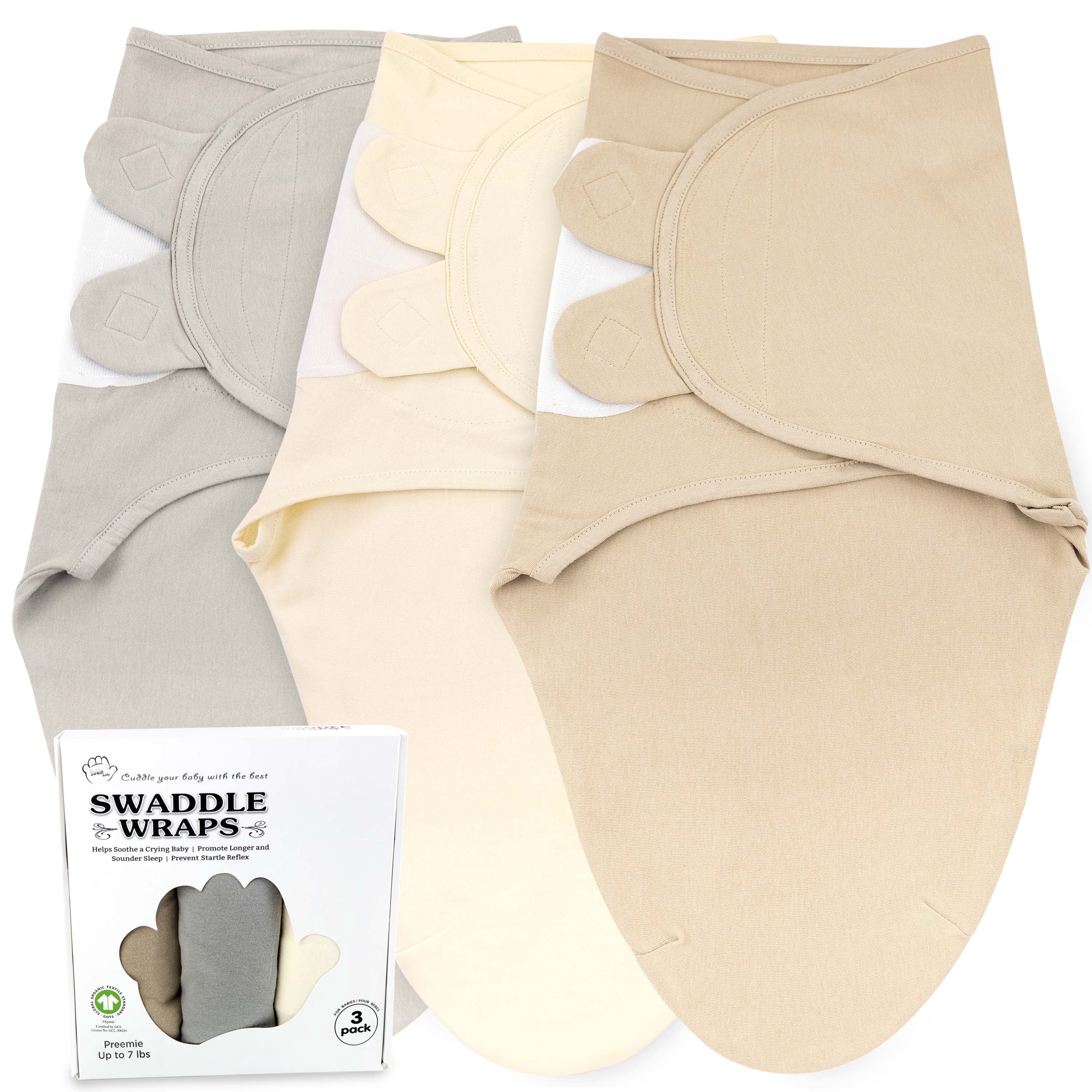 Bublo Baby Preemie Swaddles 4-7 lbs - 3-Pack Premature Babies Swaddle Sleep Sack - Organic Cotton - Premature Infant Sleeping Sack - Easy Adjustable Baby Swaddle Blanket Wrap