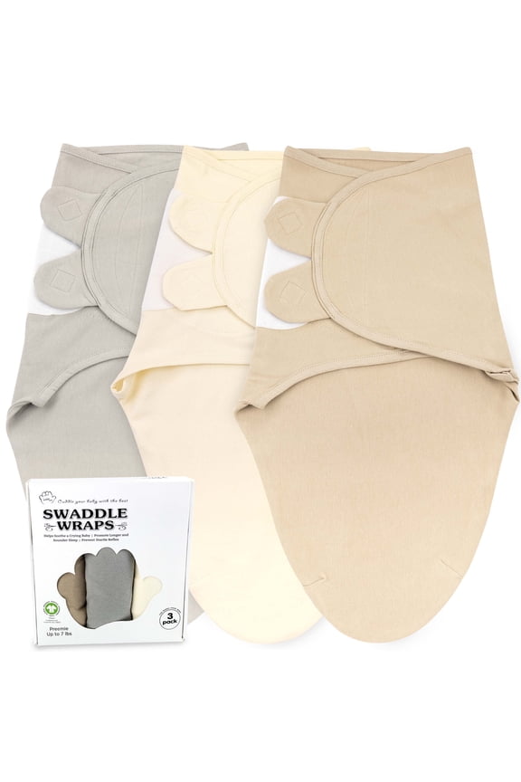 Preemie Swaddles 4-7 lbs - 3-Pack Premature Babies Swaddle Sleep Sack - Organic Cotton - Premature Infant Sleeping Sack - Easy Adjustable Baby Swaddle Blanket Wrap