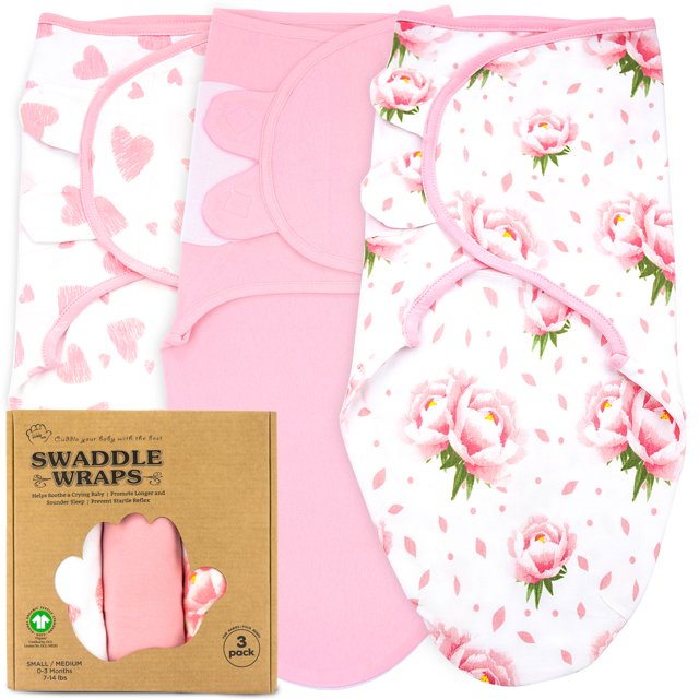 Bublo Baby 3Pack Swaddles for Newborns, Adjustable Velcro Wrap, 03