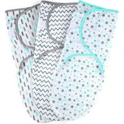 Baby Swaddle Blankets for Newborn Boy and Girl, Large 3-6 Months old, 3 Set of Adjustable Infant Wrap, Aqua/grey