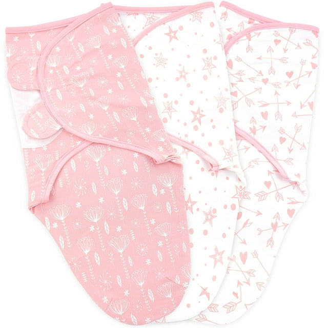 Baby Swaddle Blankets for Newborn Girl, Small/Medium 03 Months old, 3