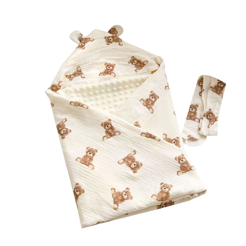 Baby Swaddling Blanket Hooded Stroller Wrap Blanket for Infant Boys