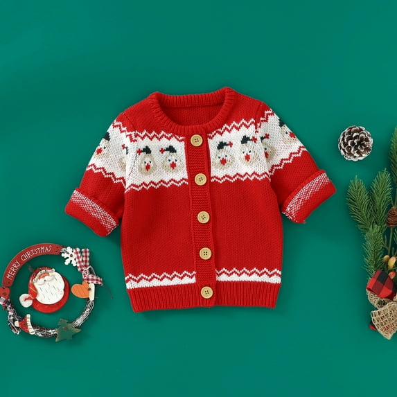 Baby Sweater Long Sleeve Christmas Newborn Girl Outerwear Cute Fashion Xmas Tops Boy Infant Clothing Winter Warm 0-18M Playsuit