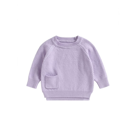 Baby Sweater, Long Sleeve Crew Neck Solid Winter Warm Knit Pullover Sweater Infant Clothes for Girls Boys