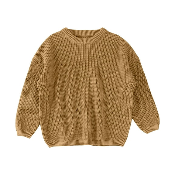 Baby Sweater Toddler Girl Boy Knit Round Neck Long Sleeve Pullover Fall Winter Clothes Top Sweatshitr Yellow 3 Years-4 Years