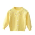 thumbnail image 1 of Baby Sweater Toddler Girls Fall Long Sleeve Jacquard Knit Flower Base Warm Winter Clothes Top Sweatshitr Yellow 3 Years-4 Years, 1 of 3